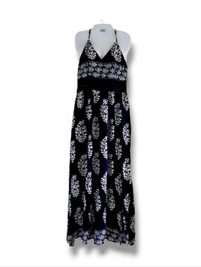 Miss Avenue | NWT Navy/White Boho Floral Maxi Dress (SIZE L)